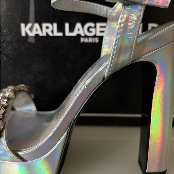 Karl Lagerfeld “Jala” Embellished Ankle-Strap Platform Sandals, Women’s Sz 7.5 - Picture 11 of 12